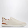 ZEGNA White leather Triple Stitch Sneakers