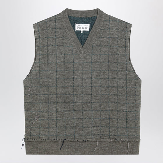 Maison Margiela Military green checked wool gilet