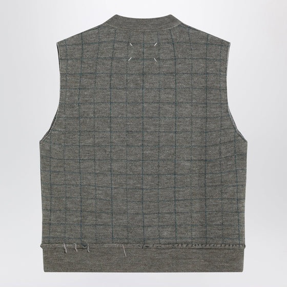 Maison Margiela Military green checked wool gilet