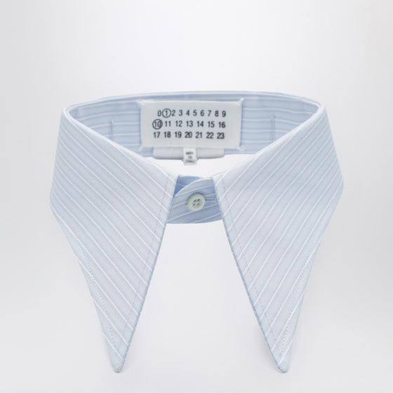 Maison Margiela Pointed collar in blue striped cotton