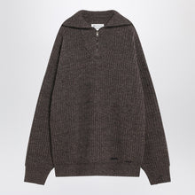  Maison Margiela Brown wool sweater with zip