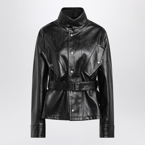 Maison Margiela Black cotton laminated belted jacket