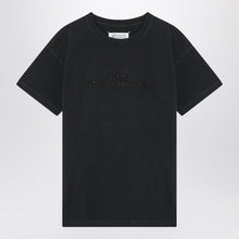  Maison Margiela Washed black T-shirt with embroidered logo