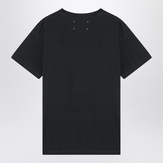 Maison Margiela Washed black T-shirt with embroidered logo