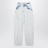 Maison Margiela Blue Faded Cotton Jeans with Cut-Out Details