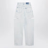 Maison Margiela Blue Faded Cotton Jeans with Cut-Out Details
