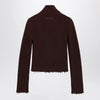 MM6 Maison Margiela Chocolate rib-knit zip cardigan