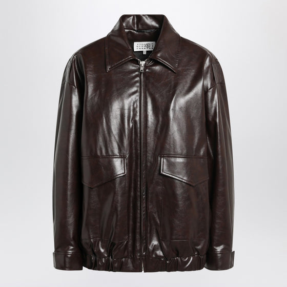 MM6 Maison Margiela Burgundy faux leather jacket
