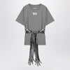 MM6 Maison Margiela Grey mélange cotton T-shirt with gloves