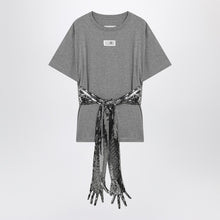  MM6 Maison Margiela Grey mélange cotton T-shirt with gloves
