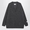 MM6 Maison Margiela Grey mélange oversized V-neck knit sweater