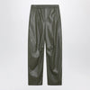 MM6 Maison Margiela Khaki green wide-leg trousers in faux leather