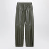 MM6 Maison Margiela Khaki green wide-leg trousers in faux leather