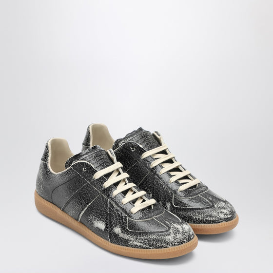 Maison Margiela Black cracked leather Replica sneakers
