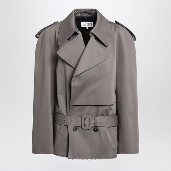 MM6 Maison Margiela Short double-breasted grey trench coat