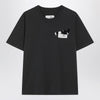 MM6 Maison Margiela Black T-shirt with Numeric patch and tape detail