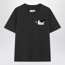 MM6 Maison Margiela Black T-shirt with Numeric patch and tape detail