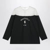 MM6 Maison Margiela Black top with logo print and sheer insert