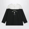 MM6 Maison Margiela Black top with logo print and sheer insert