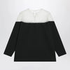 MM6 Maison Margiela Black top with logo print and sheer insert
