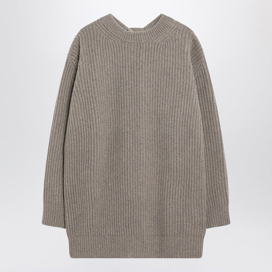 MM6 Maison Margiela Oversized beige ribbed sweater