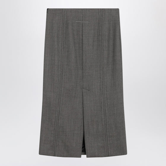 MM6 Maison Margiela Brown and beige patterned wool midi skirt