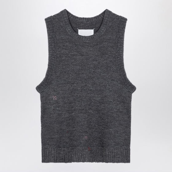 Maison Margiela Grey knitted sleeveless top