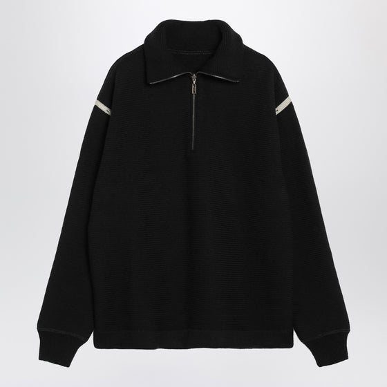Maison Margiela Black wool half-zip sweater