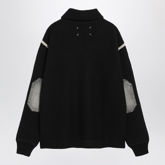 Maison Margiela Black wool half-zip sweater