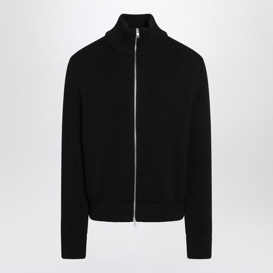 Maison Margiela Black ribbed wool cardigan