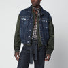 Magliano X D2 Blue denim and military green nylon bomber jacket