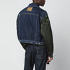 Magliano X D2 Blue denim and military green nylon bomber jacket