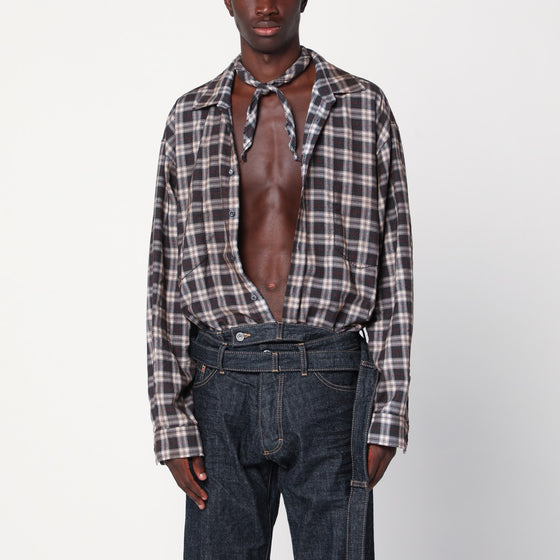 Magliano X D2 Charcoal cotton checked shirt