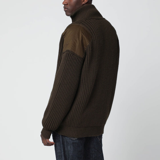 Magliano X D2 Military green wool zip-up cardigan