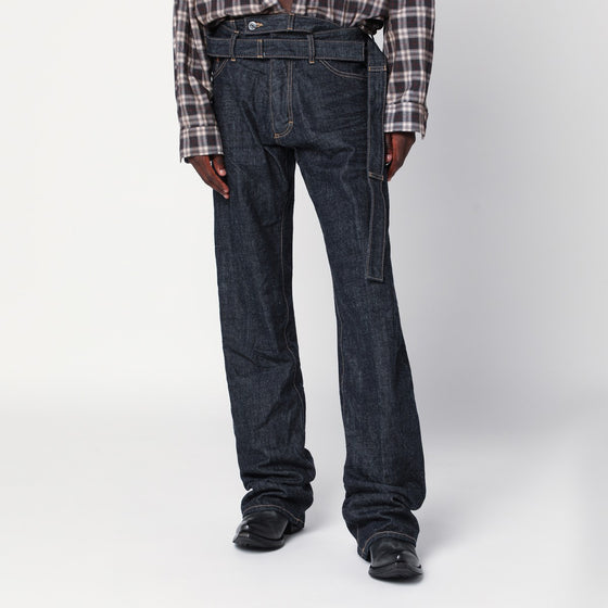 Magliano X D2 Dark navy blue jeans with belt