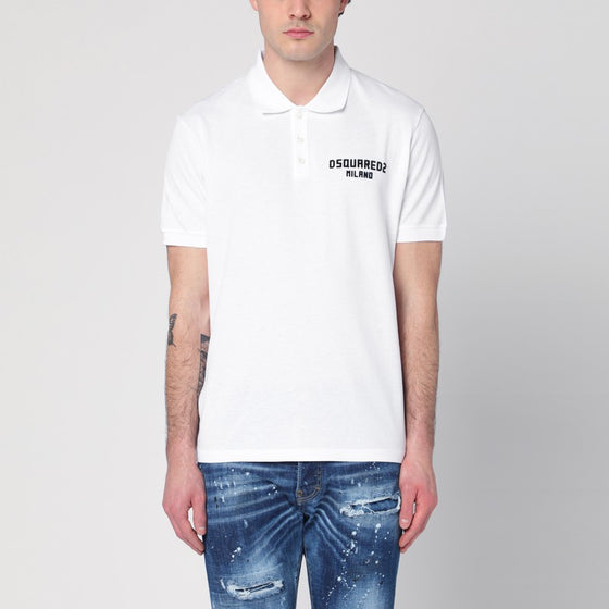 Dsquared2 White polo in cotton with logo