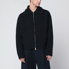  STUDIO NICHOLSON Navy blue wool zip-up cardigan