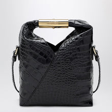  MM6 Maison Margiela Small Japanese bag in black crocodile-embossed leather