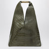 MM6 Maison Margiela Medium olive green Japanese bag with crocodile print