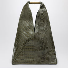  MM6 Maison Margiela Medium olive green Japanese bag with crocodile print