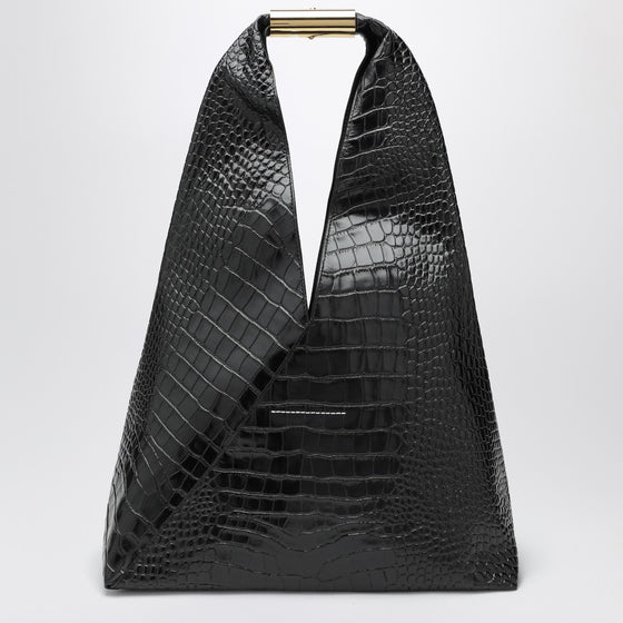 MM6 Maison Margiela Medium black Japanese bag with crocodile print