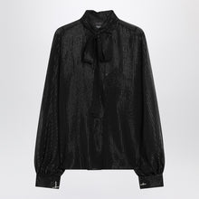  Max Mara Pianoforte Black silk chiffon blouse with stripes