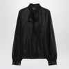 Max Mara Pianoforte Black silk chiffon blouse with stripes