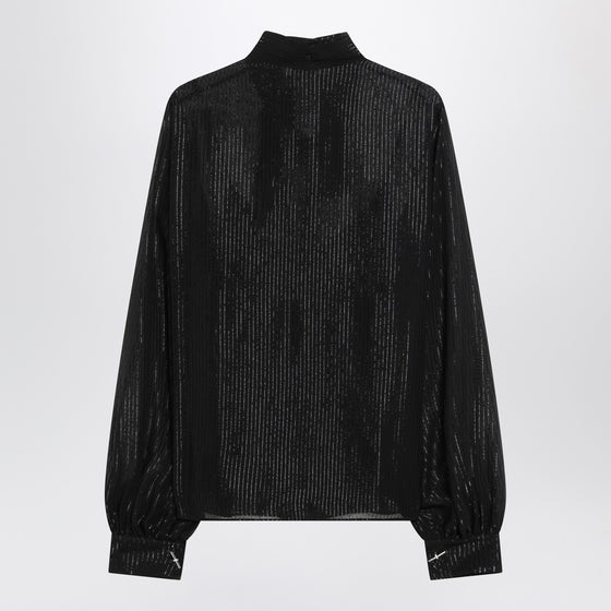 Max Mara Pianoforte Black silk chiffon blouse with stripes