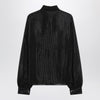 Max Mara Pianoforte Black silk chiffon blouse with stripes