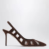 Aquazzura Screen Slingback Pumps in Espresso Suede