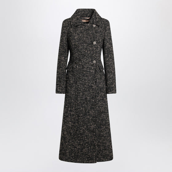 Max Mara Atelier Black redingote coat in boucle fabric