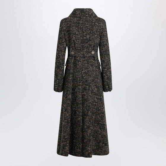 Max Mara Atelier Black redingote coat in boucle fabric