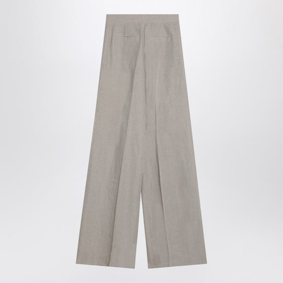 Max Mara Wide beige trousers in linen canvas