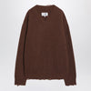MM6 Maison Margiela Distressed brown wool-blend sweater